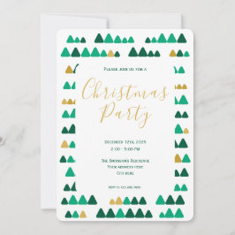 Minimalistic Green & Golden Woods Christmas 5"x7" Einladung