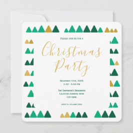 Minimalistic Green & Golden Woods Christmas Square Einladung
