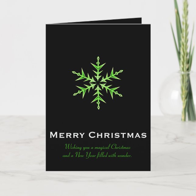 Minimalistic Green Snowflake Hand Drawn Art Karte (Vorderseite)