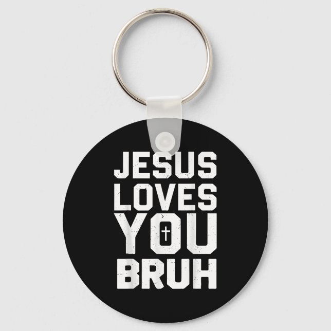 Minimalistic Jesus Love You Bruh Funny Christian Y Schlüsselanhänger (Vorderseite)