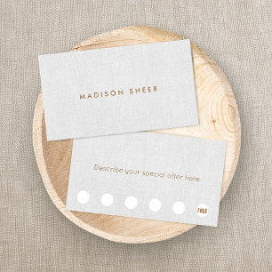 Minimalistic Light Gray Linen 6 Punch Loyalty Treuekarte