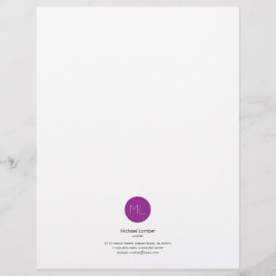 Minimalistic lila Kreis-Monogramm-Briefkopf Briefkopf