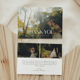 Minimalistic Modern 3-Photo Wedding Dankeskarte
