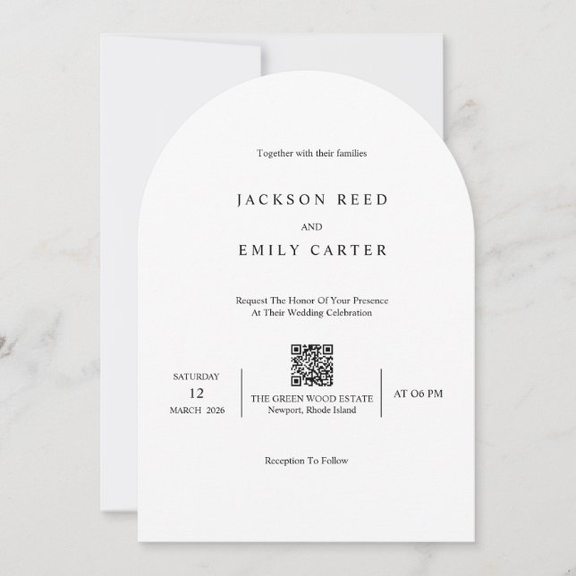 Minimalistic Modern Wedding Invitation Card Einladung (Vorderseite)