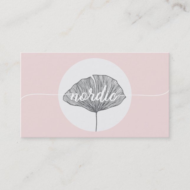Minimalistic rosa Bio botanischer Gingko Visitenkarte (Vorderseite)