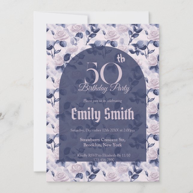 Minimalistic Rose Accent Party Einladung (Vorderseite)