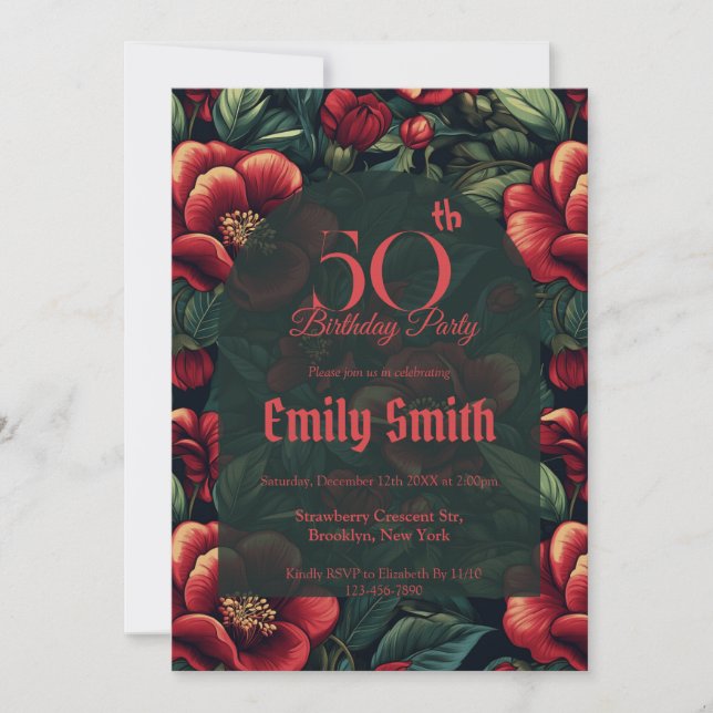 Minimalistic Rose Charm Teen Birthday Einladung (Vorderseite)