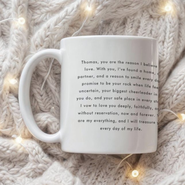 Minimalistic Wedding Vows Custom Names Kaffeetasse (Von Creator hochgeladen)
