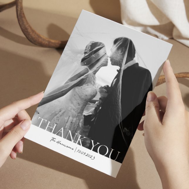 Minimalistisch 2 Foto Einfache Hochzeit Dankeschön Dankeskarte (minimalist wedding thank you cards )