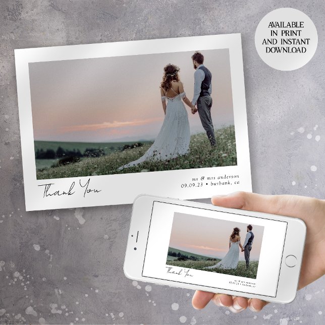 Minimalistisch 2 Foto Hochzeit Dankeschön Karte (Von Creator hochgeladen)