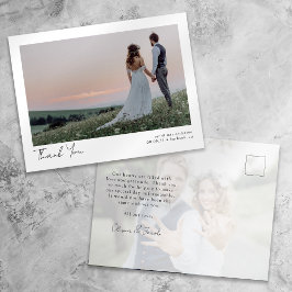 Minimalistisch 2 Foto Kalligraphie Hochzeit Vielen Postkarte