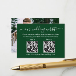 Minimalistisch 2 QR Hochzeit RSVP Details Foto Grü Begleitkarte