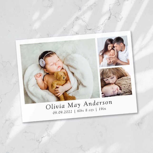 Minimalistisch 3 Foto Neues Baby Ankündigung (Von Creator hochgeladen)
