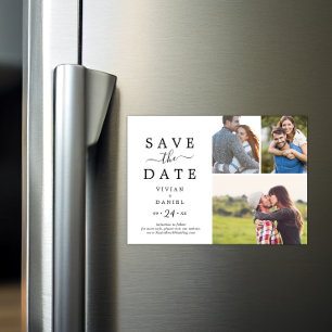 Minimalistisch 3 FotoCollage Save the Date Magneteinladung