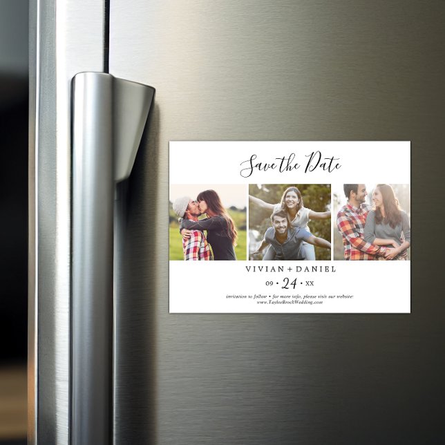 Minimalistisch 3 Fotovorlage Save the Date Magneteinladung (Von Creator hochgeladen)