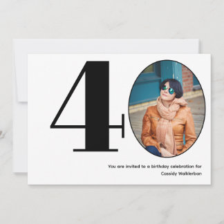 Minimalistisch 40 Foto 40. Geburtstag Einladung