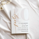 Minimalistisch 40. Geburtstagsfeier Party Einladun Einladung<br><div class="desc">Diese minimalistische Typografie aus dem 40. Jubiläum-Party Einladung eignet sich perfekt für eine moderne Geburtstagsparty. Das schlichte Design besticht durch klassisch minimalistische Schwarz-Weiß-Typografie mit modernem Ambiente. Anpassbar in jeder Farbe. Behalt das Design minimal und elegant, wie es ist, oder personalisiere es durch Hinzufügen von eigenen Grafiken und Kunstwerken. Für eine...</div>