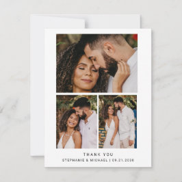 Minimalistisch 4 Foto Moderne Skripthochzeit Dankeskarte