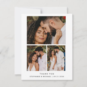 Minimalistisch 4 Foto Moderne Skripthochzeit Dankeskarte