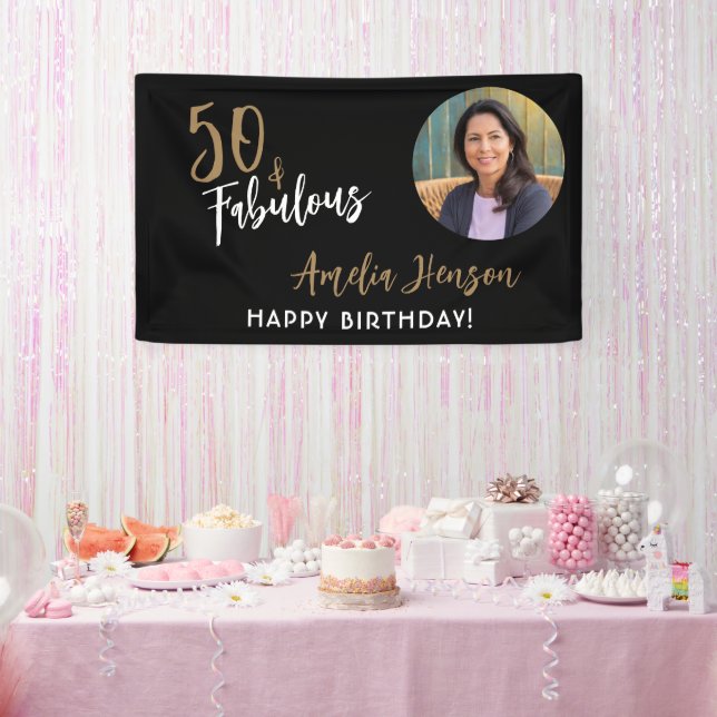 Minimalistisch 50 und fabelhaftes Foto 50. Geburts Banner (Party)