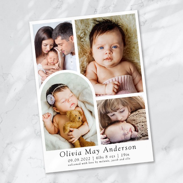 Minimalistisch 5 Foto Arch Birth Ankündigung (Von Creator hochgeladen)