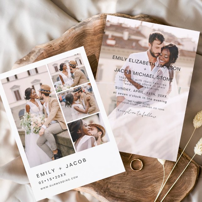 Minimalistisch 5 Foto Moderne Elegante Hochzeit Einladung (Von Creator hochgeladen)