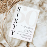 Minimalistisch 60. Geburtstagsparty Einladung<br><div class="desc">Diese minimalistische Typografie 60. Geburtstagsfeier lädt zu einer modernen Geburtstagsparty ein. Das schlichte Design besticht durch klassisch minimalistische Schwarz-Weiß-Typografie mit modernem Ambiente. Anpassbar in jeder Farbe. Behalt das Design minimal und elegant, wie es ist, oder personalisiere es durch Hinzufügen von eigenen Grafiken und Kunstwerken. Für eine erweiterte Anpassung dieses Designs,...</div>