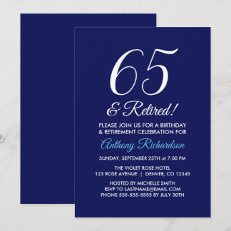 Minimalistisch 65 und dunkle Lila Rente Einladung