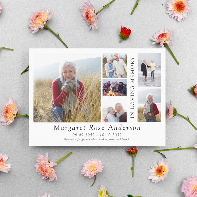 Minimalistisch 6 Foto Bereavement Beerdigung Dankeskarte (Von Creator hochgeladen)
