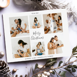Minimalistisch 6 Foto Collage Grid Frohe Weihnacht Feiertagskarte