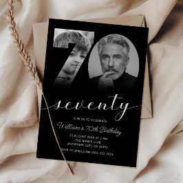 Minimalistisch 70. Geburtstag Siebzig Foto Einladung