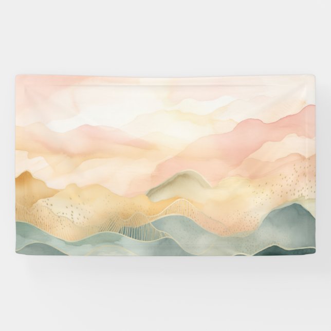 Minimalistisch Abstrakte Landschaft in weichen Pas Banner (Horizontal)
