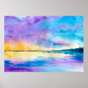 Minimalistisch abstrakte Landschaft: Meer, Himmel Poster