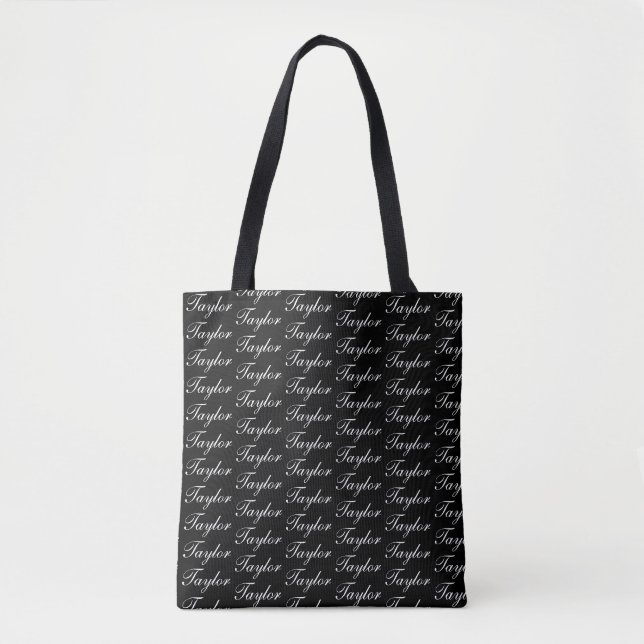 Minimalistisch Alle über Name Black Monogram Tasche (Vorderseite)