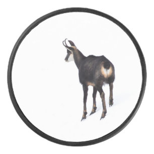 Minimalistisch Alpinistisches Gämse Bergziege auf  Eishockey Puck