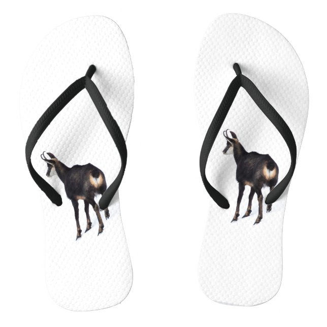 Minimalistisch Alpinistisches Gämse Bergziege auf  Flip Flops (Fußbett)