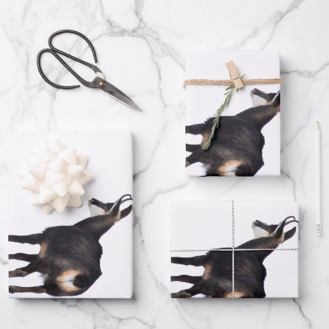 Minimalistisch Alpinistisches Gämse Bergziege auf  Geschenkpapier Set (Vorderseite)