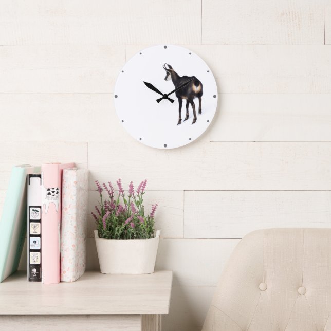 Minimalistisch Alpinistisches Gämse Bergziege auf  Große Wanduhr (Lesesaal)