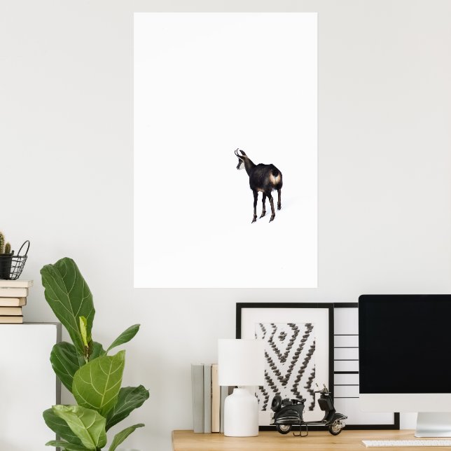 Minimalistisch Alpinistisches Gämse Bergziege auf  Poster (Heimbüro)