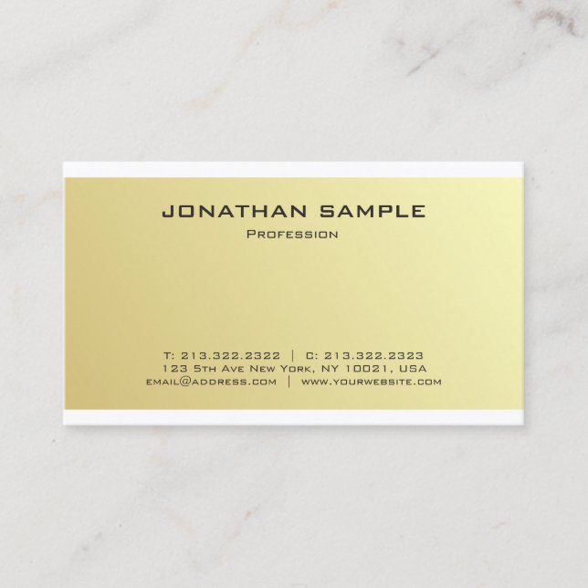 Minimalistisch angesagtes Elegantes Gold Design Lu Visitenkarte (Vorderseite)