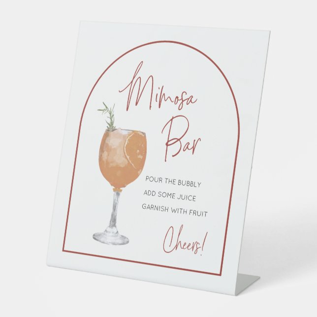 Minimalistisch Arch Mimosa Bar Table Sign Sockelschild (Vorderseite)