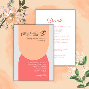 Minimalistisch Arch Peach Bold Wedding Einladung