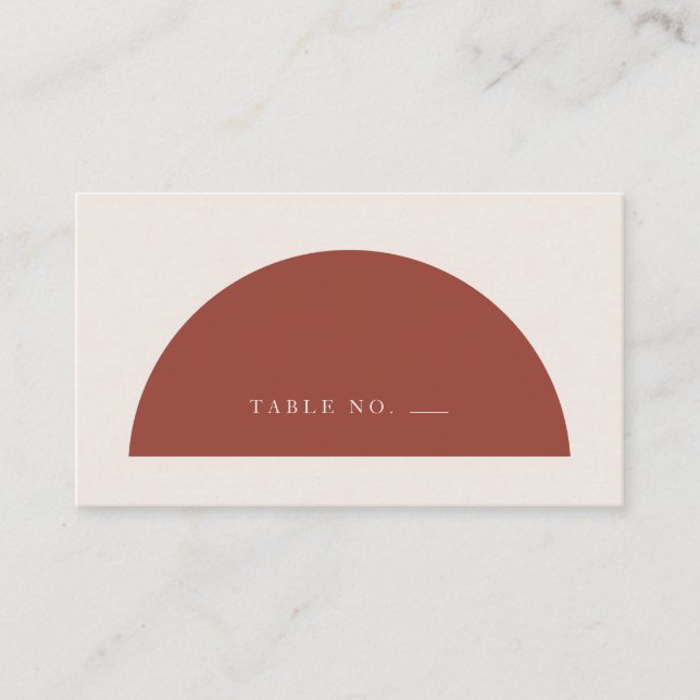 Minimalistisch Arch Terracotta und Creme Flat Plac Platzkarte (Vorderseite)