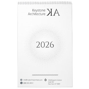 Minimalistisch Architekt Modernes B&W 2026 Kalender