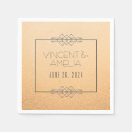 Minimalistisch Art Deco Peach Custom Wedding Serviette