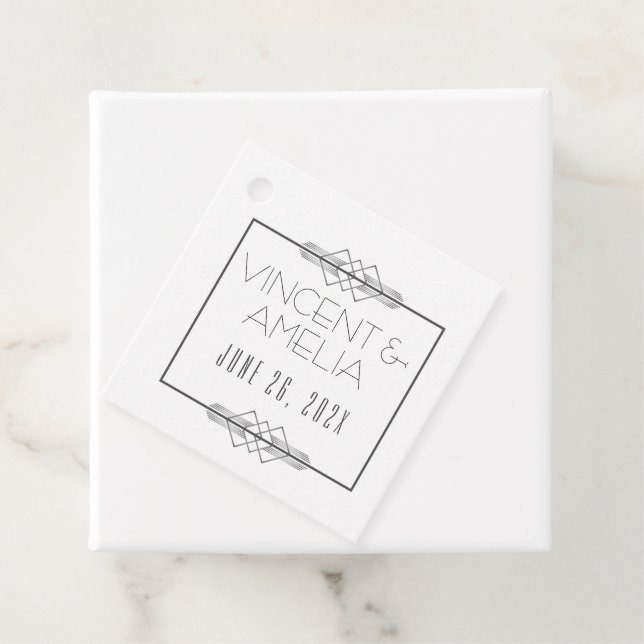 Minimalistisch Art Deco White Custom Wedding Geschenkanhänger (Beispiel)