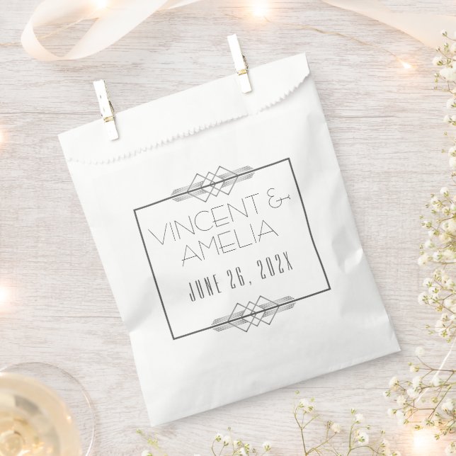 Minimalistisch Art Deco White Custom Wedding Geschenktütchen (Ausgeschnitten)