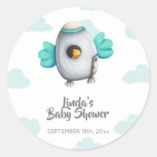 Minimalistisch Astronaut Bird Baby Dusche Gefallen Runder Aufkleber
