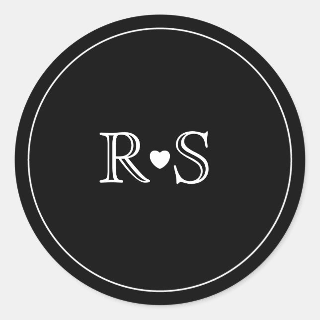 Minimalistisch | Aufkleber | Initialen | Schwarz (Vorderseite)