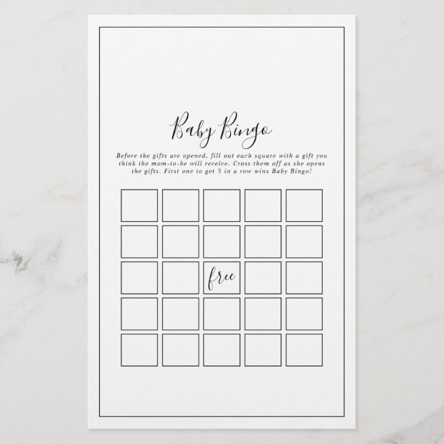 Minimalistisch Baby Bingo Game Flyer (Vorne)